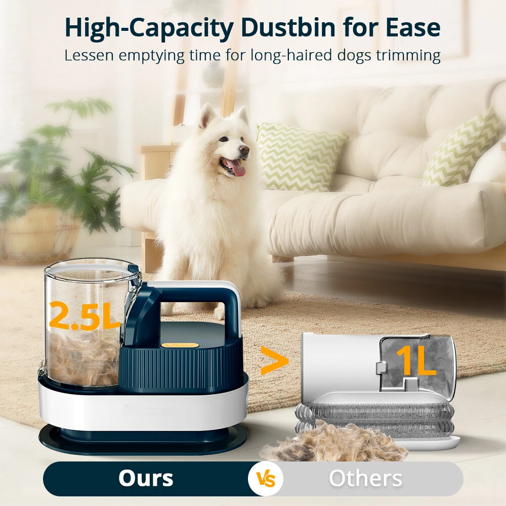 (image for) 2.5LPet Grooming Vacuum,6 in 1 Dryer & Dog Grooming Vacuum with Ceramic Blades Clipper Tools for Dogs Cats