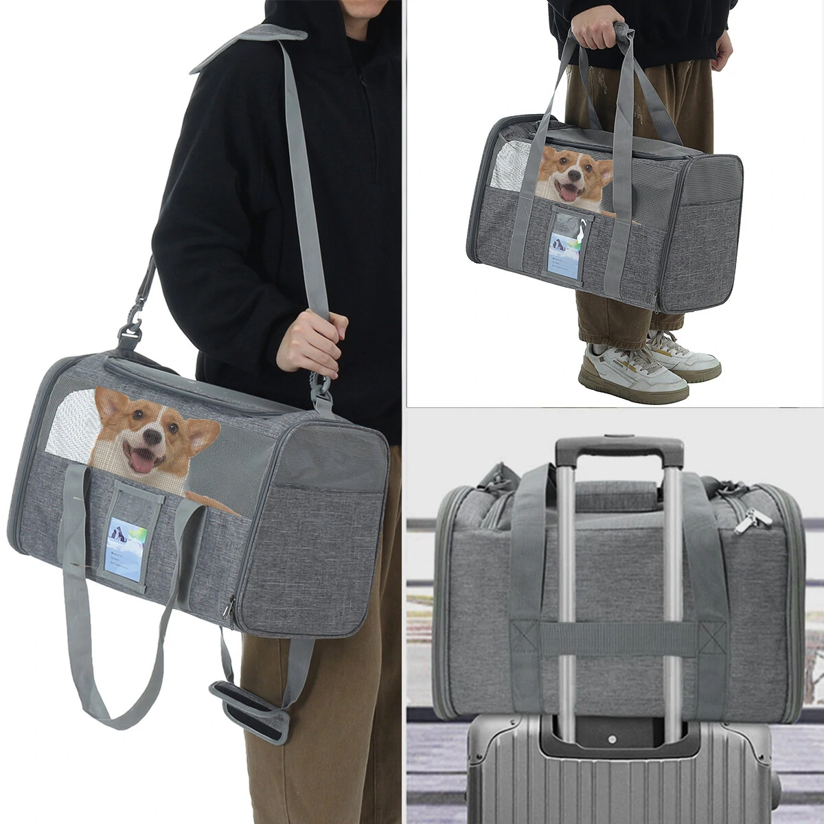 (image for) Pet Carrier Airline Approved, Soft-Sided Cat Carriers for Medium Cats Small Cats, Softy Dog Carriers for Small Dogs Medium Dogs